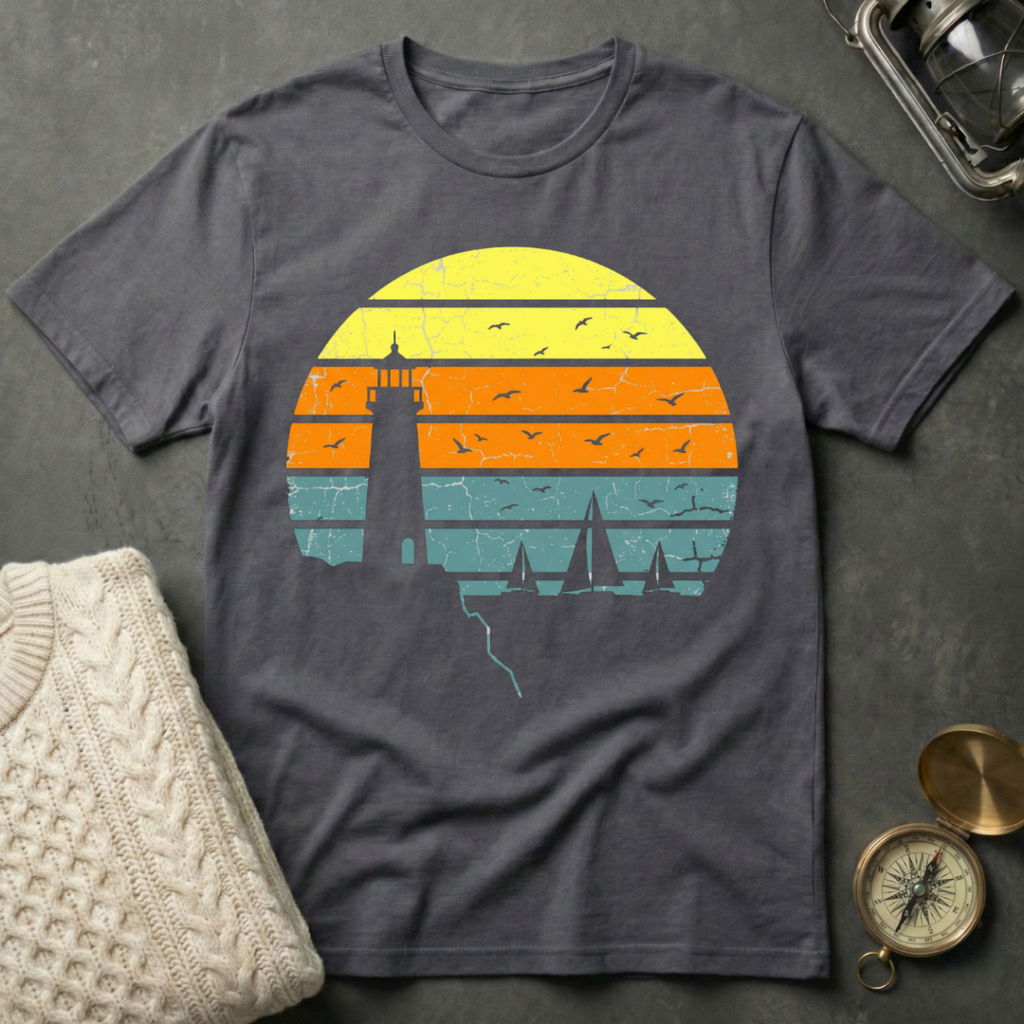 Lighthouse · Regatta - Distressed Retro Sunset T-Shirt