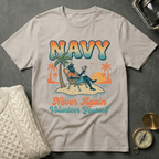 NAVY · Never Again Volunteer Yourself - Groovy Retro T-Shirt