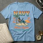 NAVY · Never Again Volunteer Yourself - Groovy Retro T-Shirt