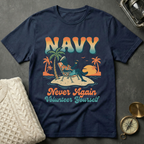 NAVY · Never Again Volunteer Yourself - Groovy Retro T-Shirt