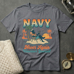 NAVY · Never Again Volunteer Yourself - Groovy Retro T-Shirt