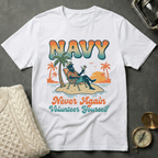 NAVY · Never Again Volunteer Yourself - Groovy Retro T-Shirt