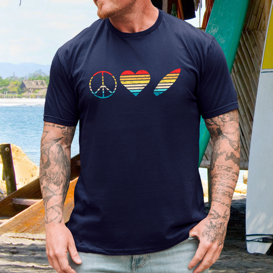 Peace-Love-Surfing - Distressed T-Shirt