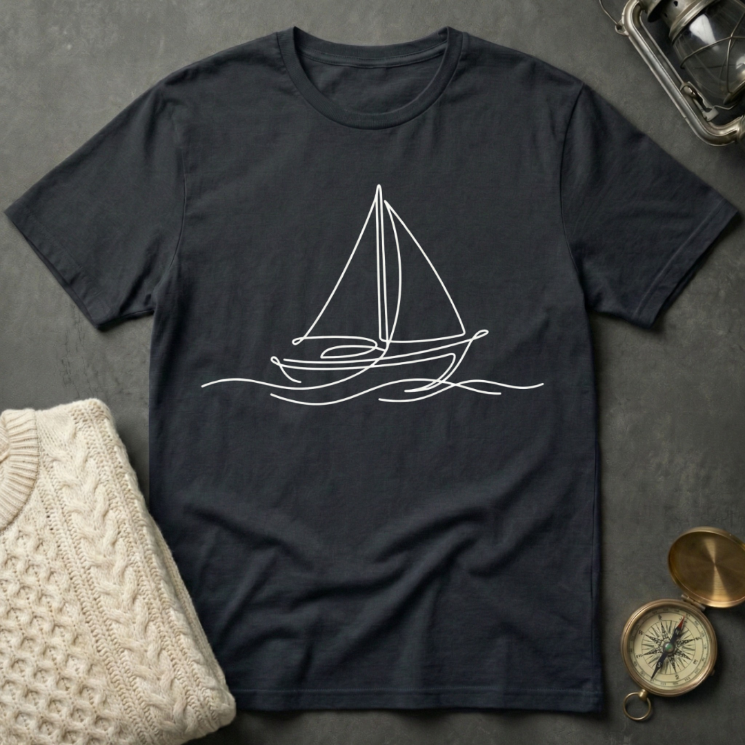 Sailboat - Line Art T-Shirt