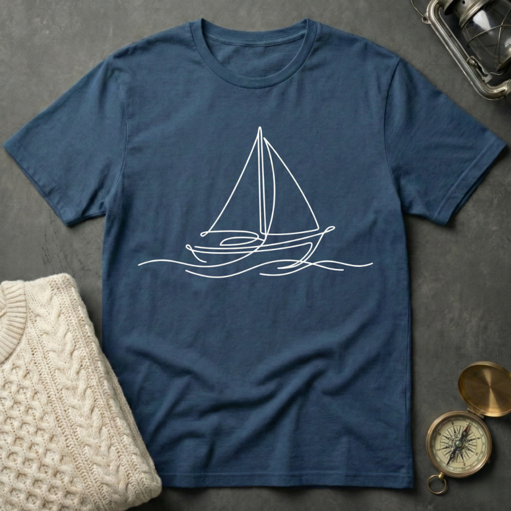 Sailboat - Line Art T-Shirt