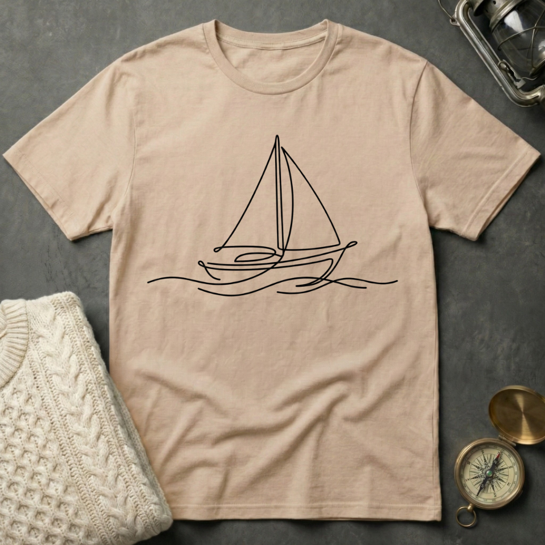 Sailboat - Line Art T-Shirt