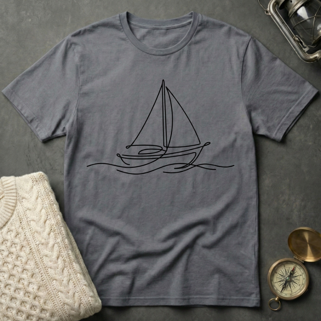 Sailboat - Line Art T-Shirt