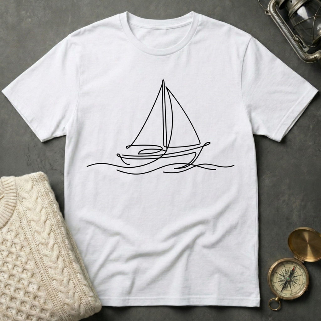 Sailboat - Line Art T-Shirt