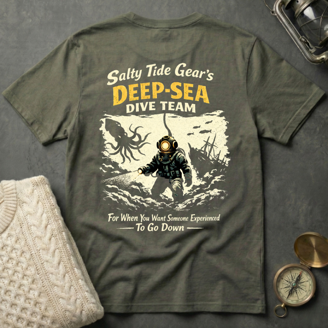 Salty Tide Gear's Deep-Sea Dive Team T-Shirt