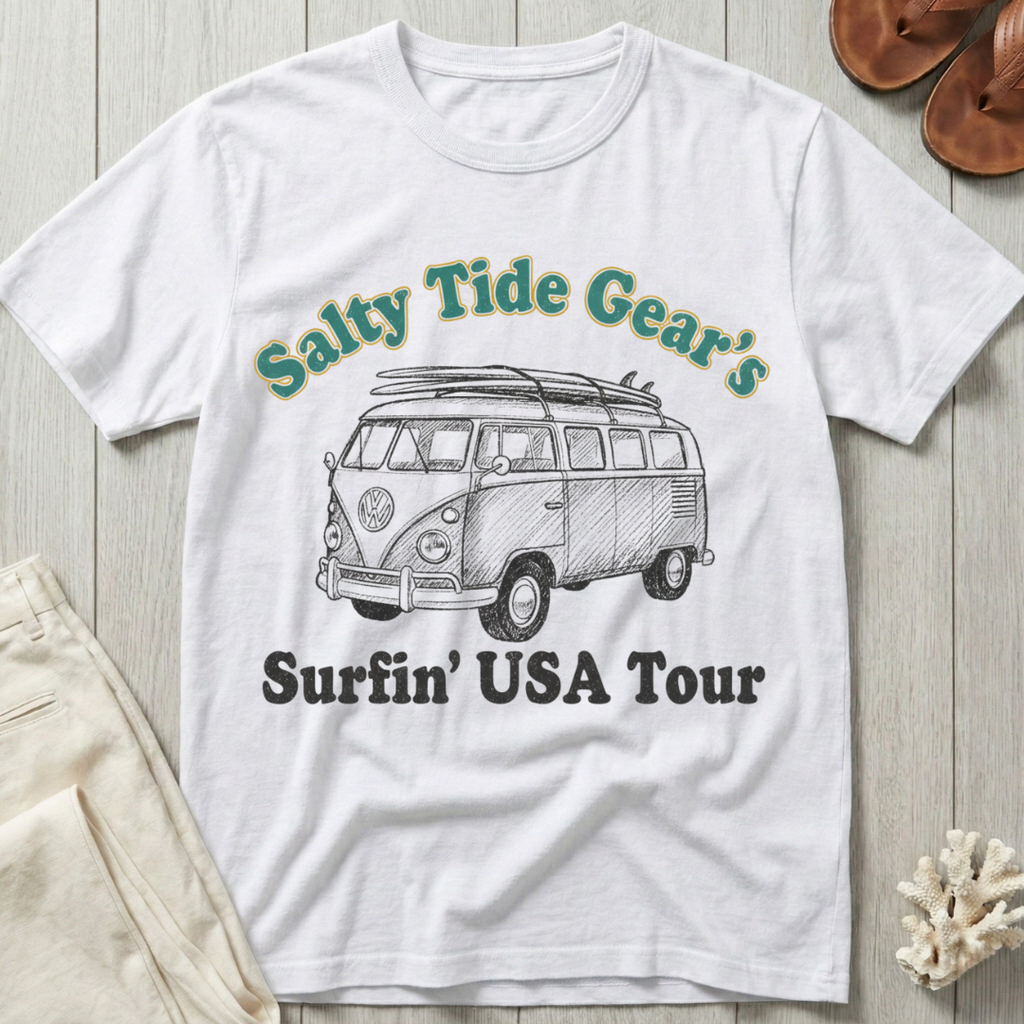 Salty Tide Gear's Surfin' USA Tour - Volkswagen Bus T-Shirt