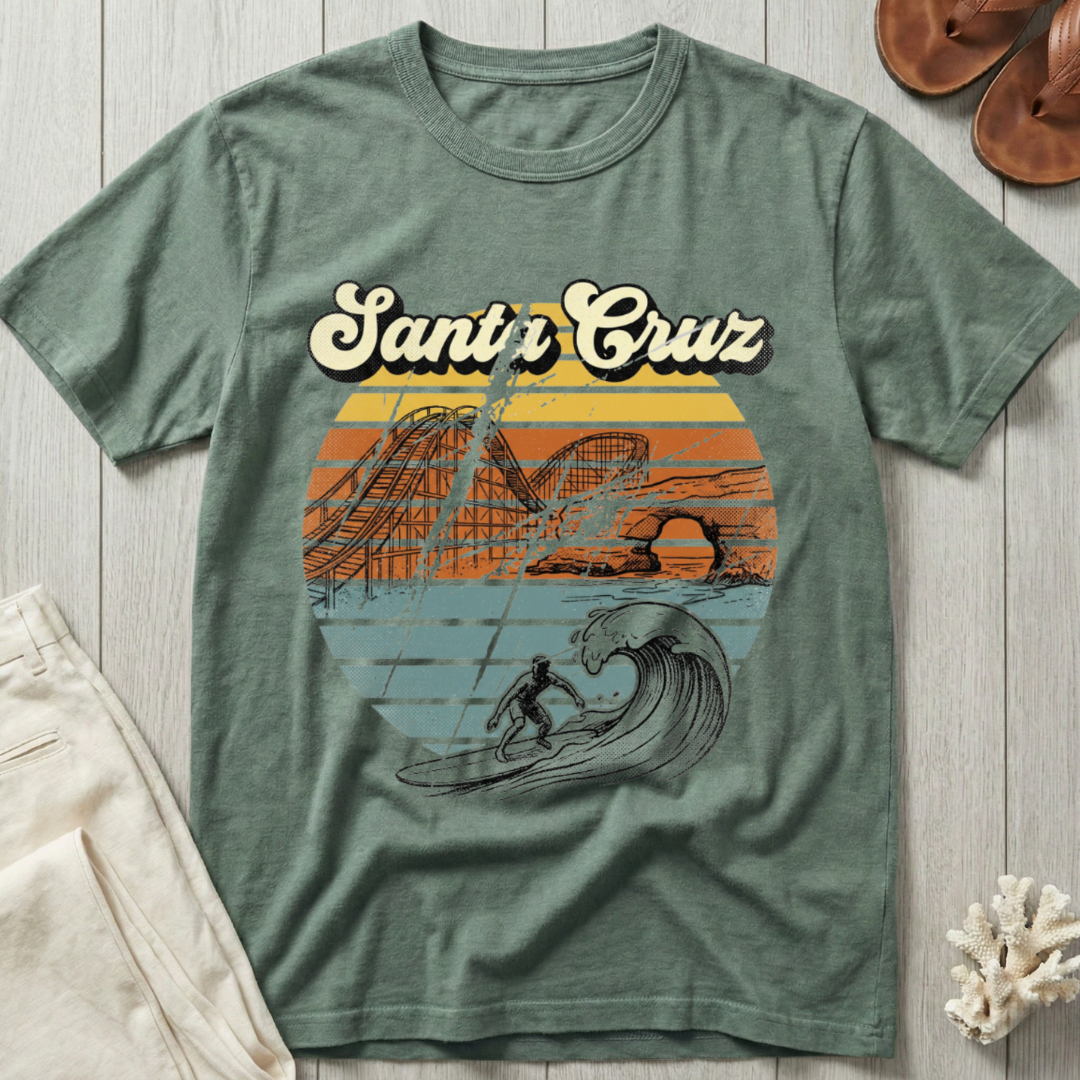Santa Cruz - Distressed Groovy Retro T-Shirt