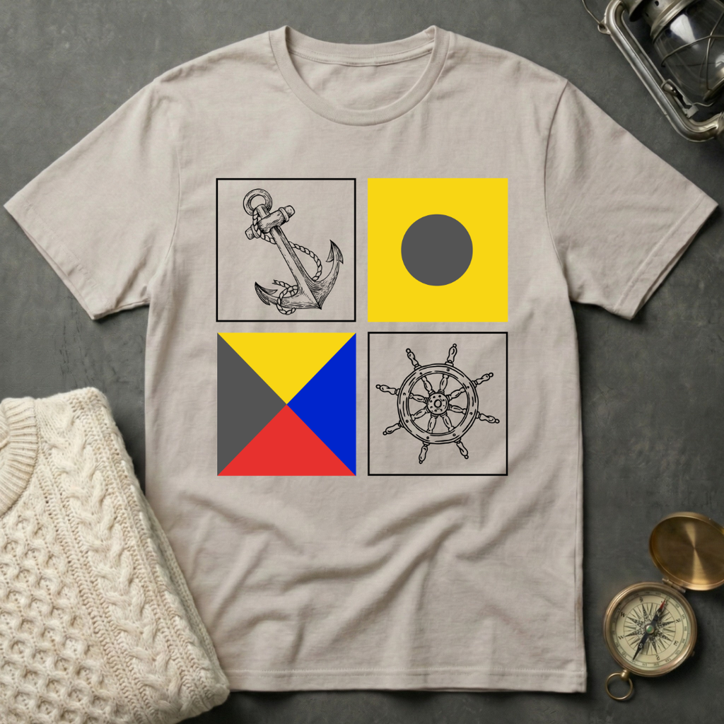 Signal Flag · Nautical Icon Grid T-Shirt