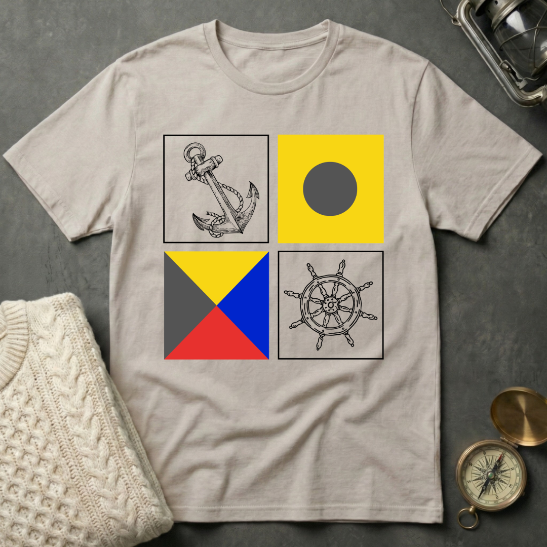 Signal Flag · Nautical Icon Grid T-Shirt