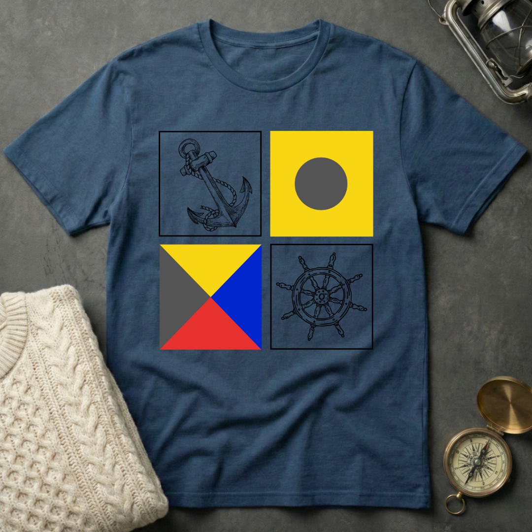 Signal Flag · Nautical Icon Grid T-Shirt