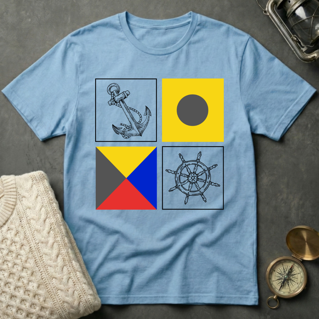 Signal Flag · Nautical Icon Grid T-Shirt