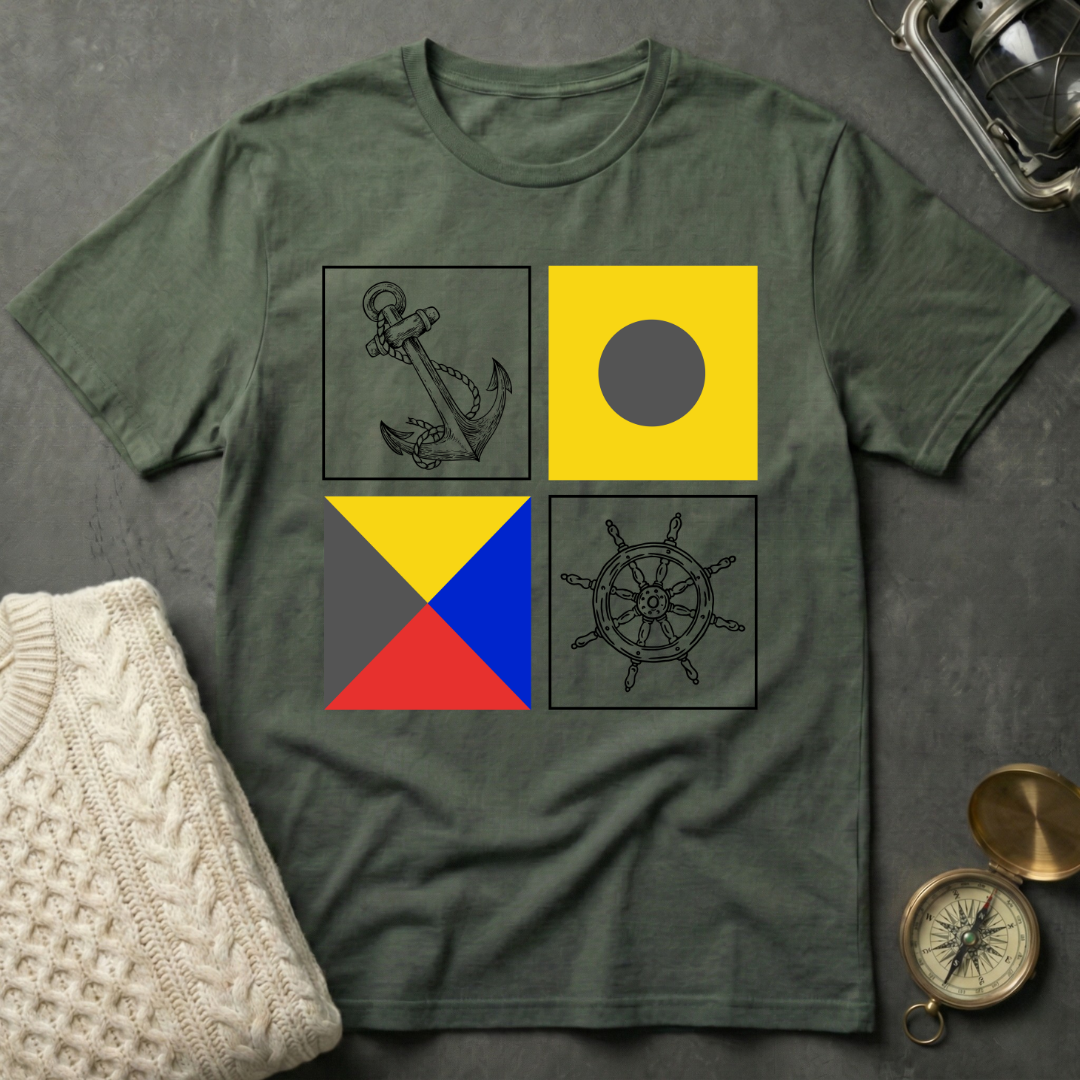 Signal Flag · Nautical Icon Grid T-Shirt