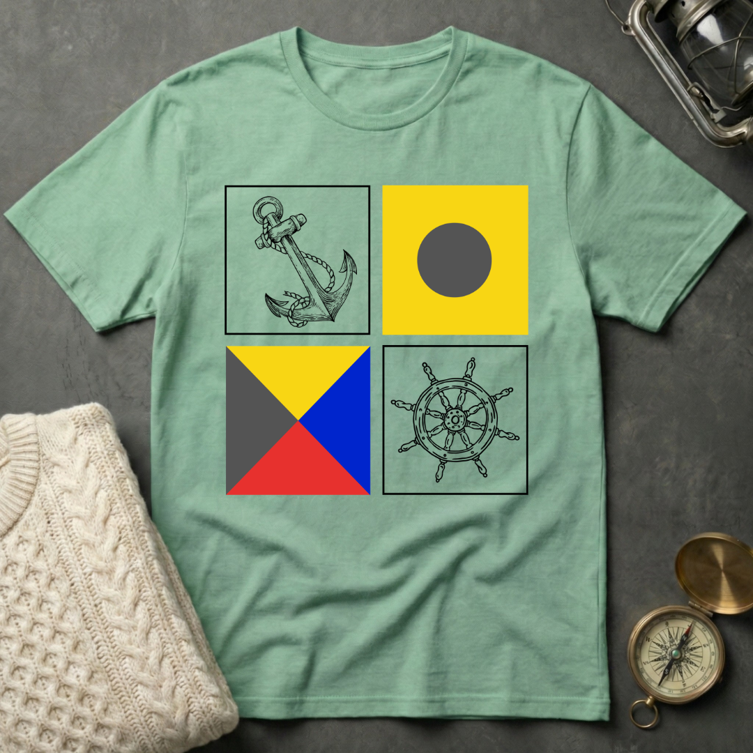 Signal Flag · Nautical Icon Grid T-Shirt
