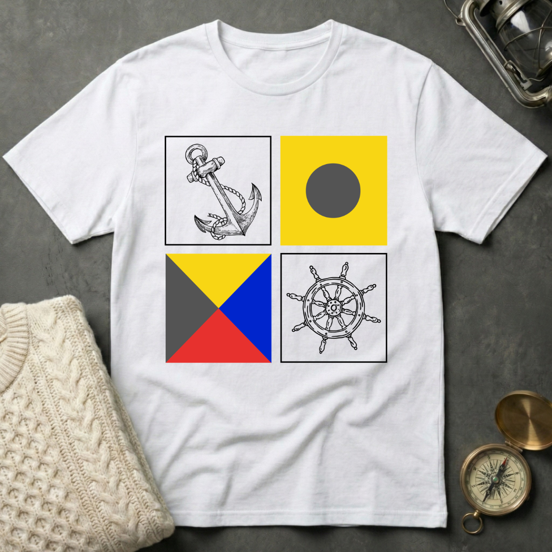 Signal Flag · Nautical Icon Grid T-Shirt