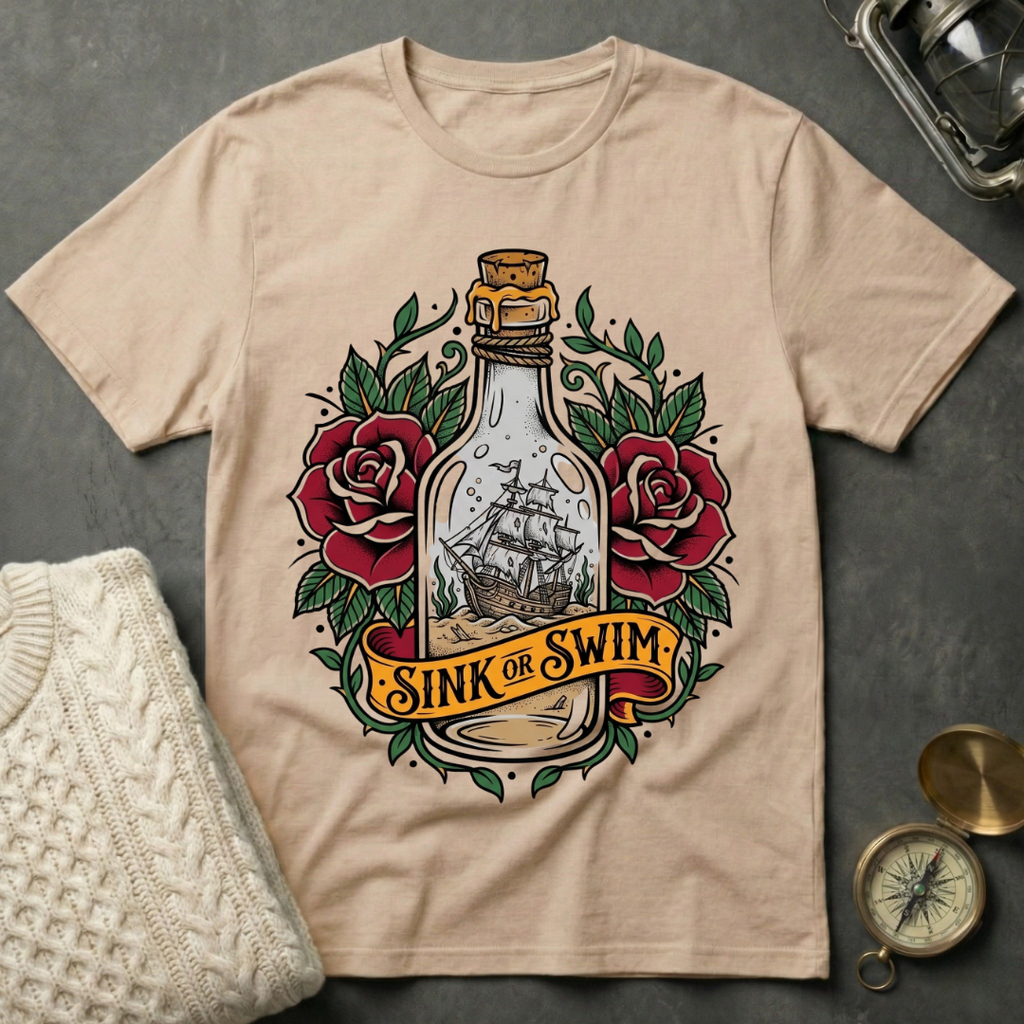 Sink or Swim - Ship in a Bottle T-Shirt