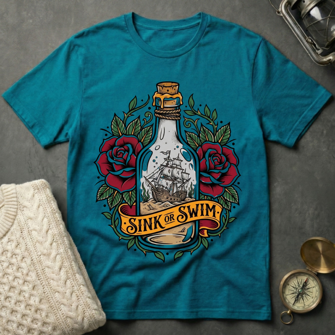 Sink or Swim - Ship in a Bottle T-Shirt