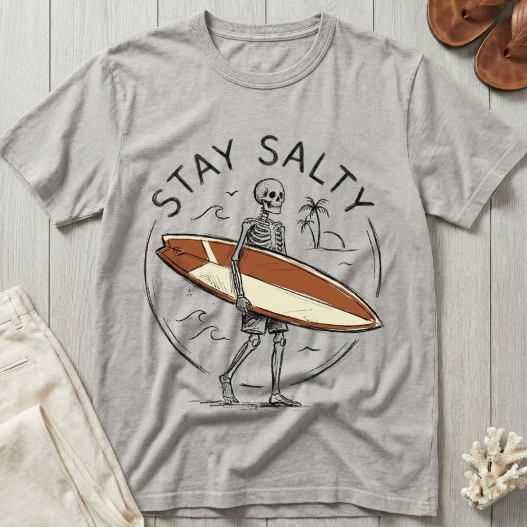 Stay Salty - Surfboard Skeleton T-Shirt