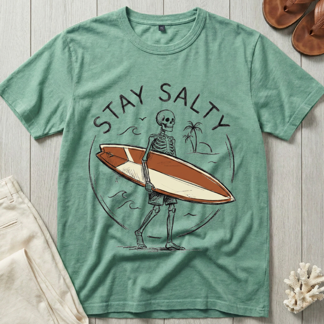Stay Salty - Surfboard Skeleton T-Shirt