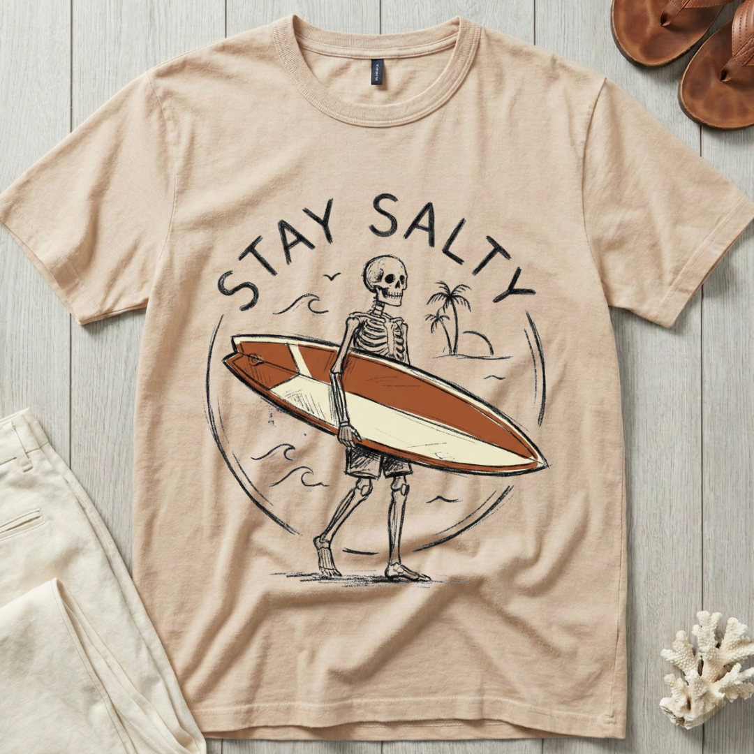 Stay Salty - Surfboard Skeleton T-Shirt
