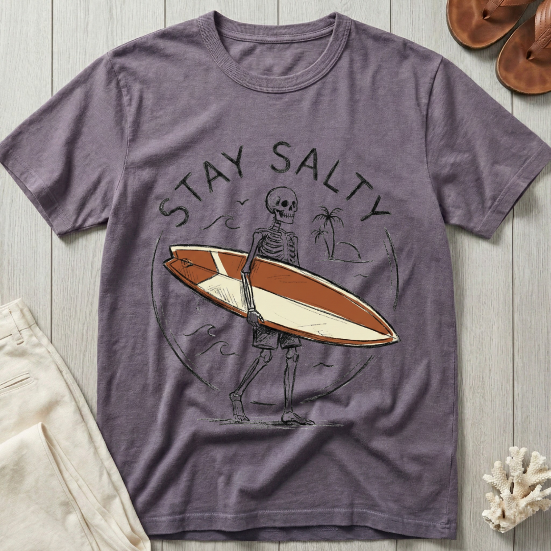 Stay Salty - Surfboard Skeleton T-Shirt