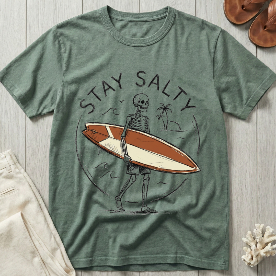 Stay Salty - Surfboard Skeleton T-Shirt