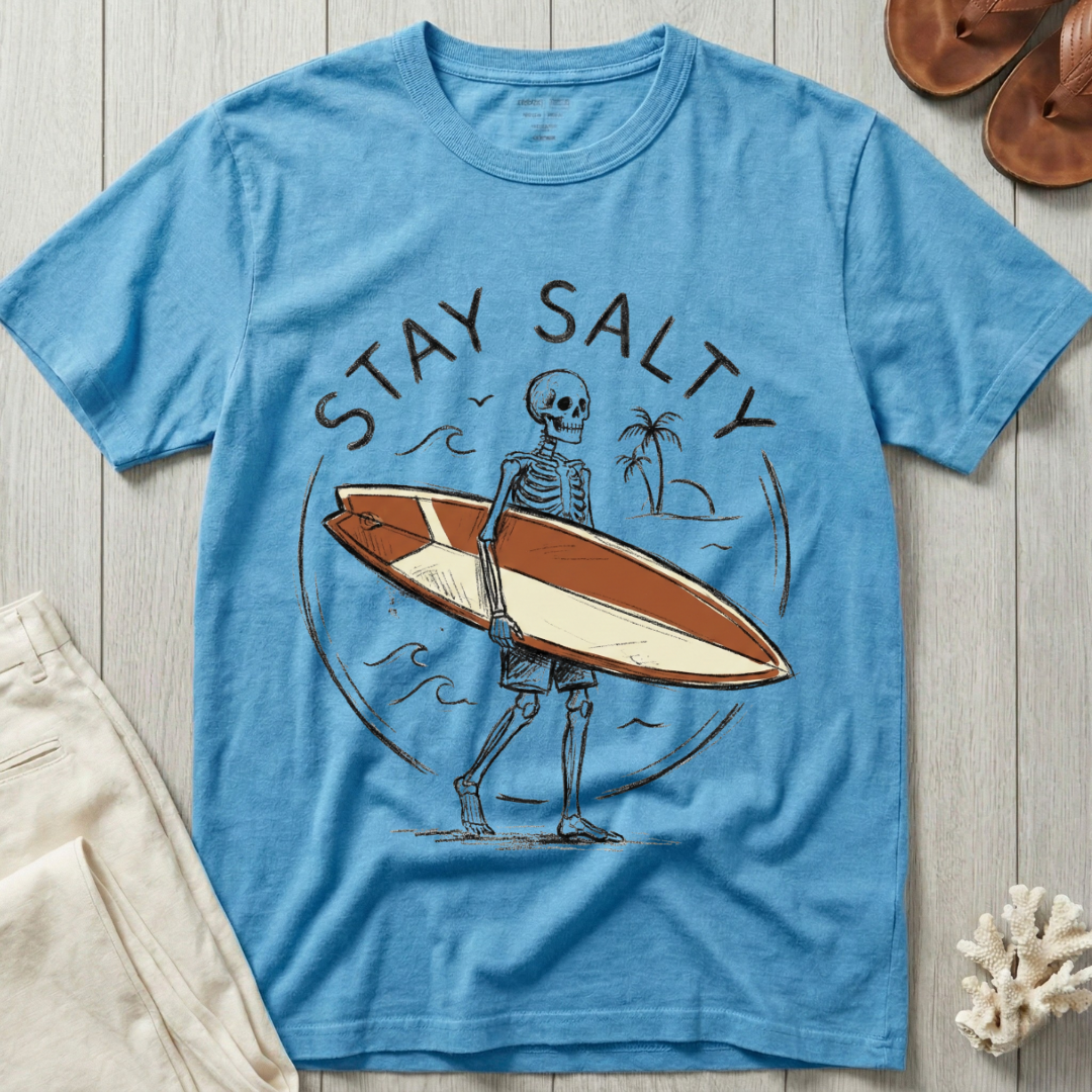 Stay Salty - Surfboard Skeleton T-Shirt