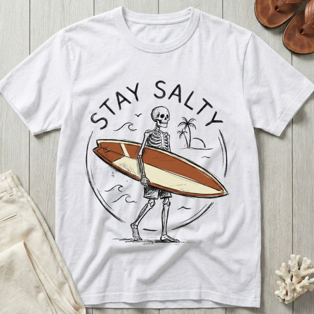 Stay Salty - Surfboard Skeleton T-Shirt