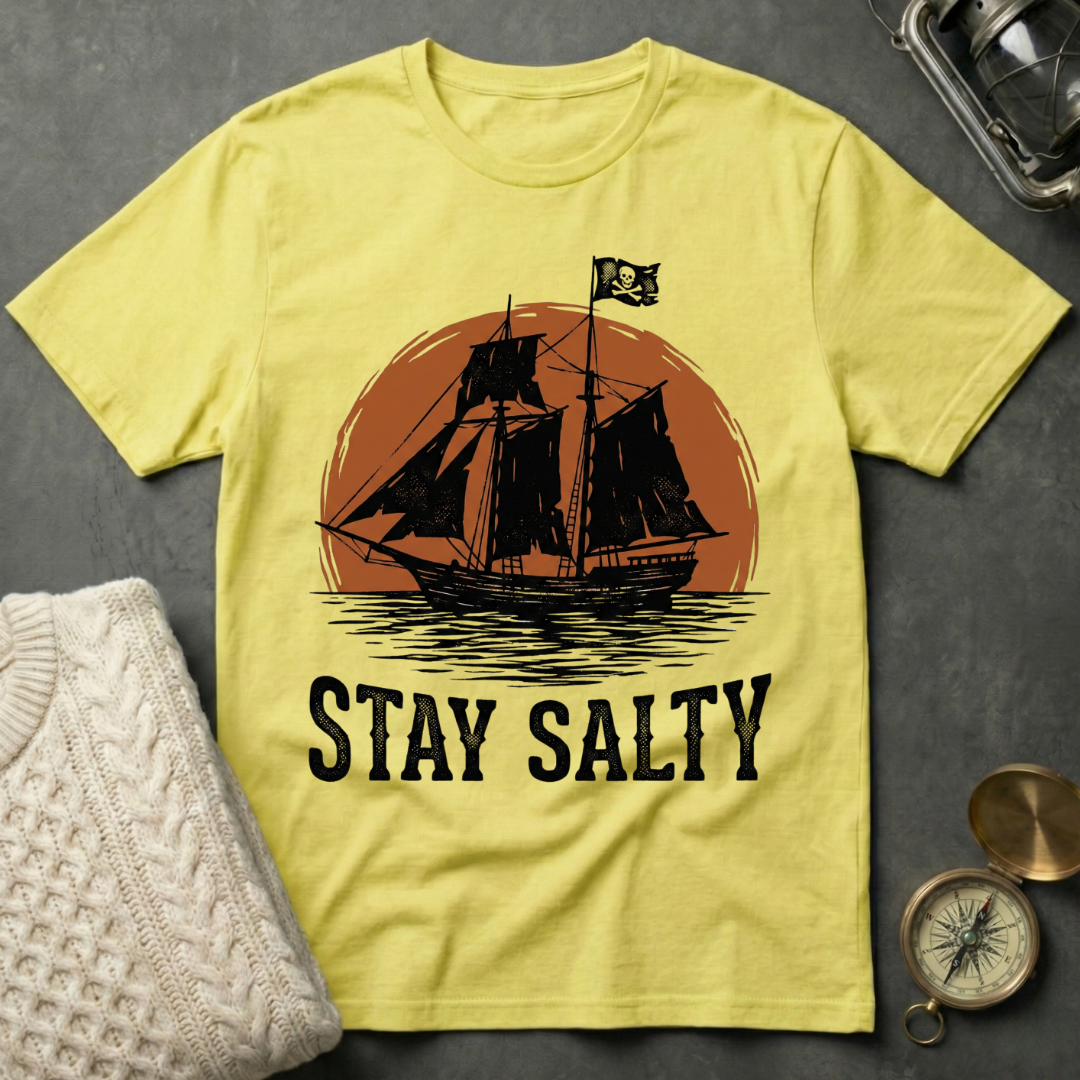Stay Salty Pirate Ship Blood Moon T-Shirt