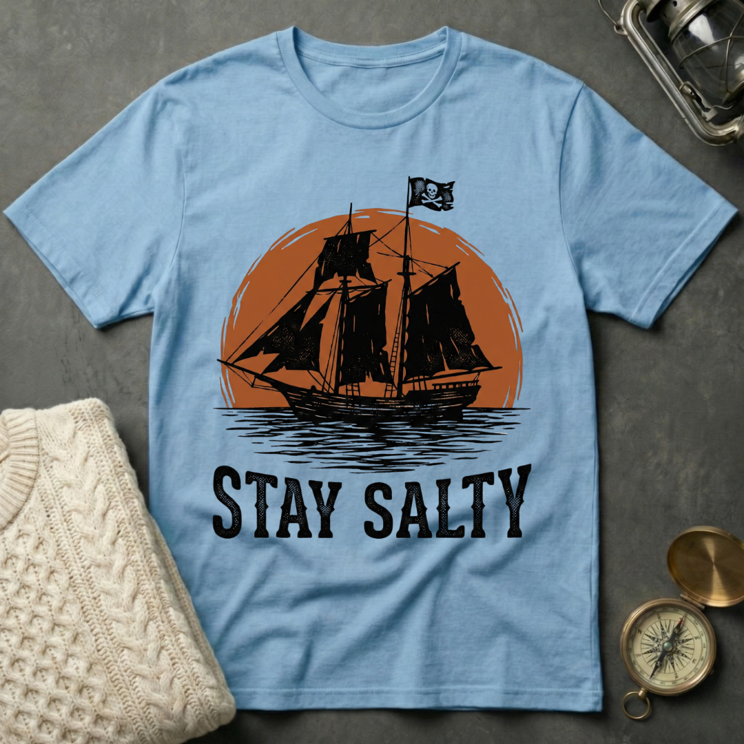 Stay Salty Pirate Ship Blood Moon T-Shirt