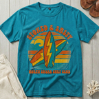 Stoked & Salty - Distressed Groovy Retro T-Shirt