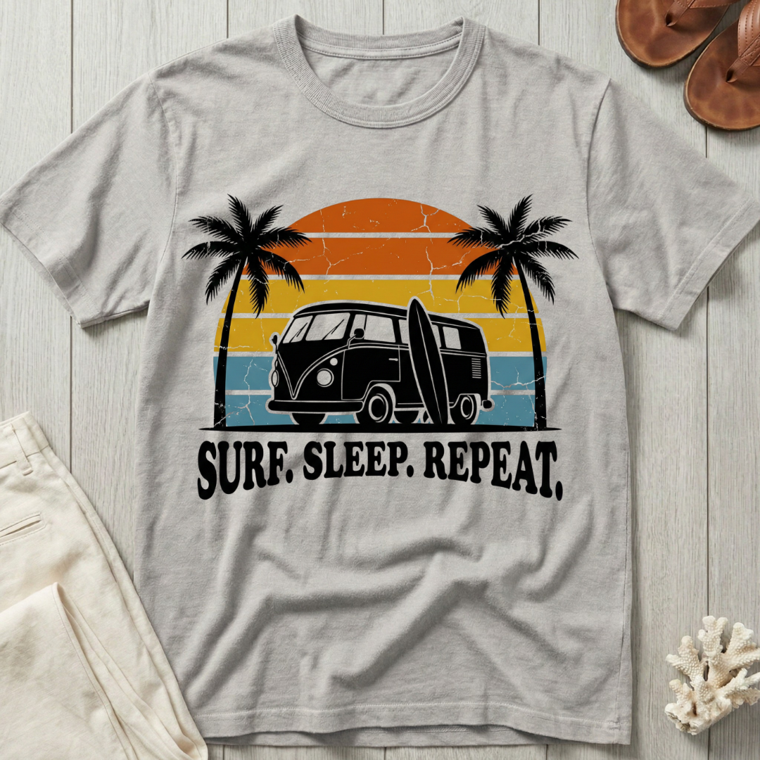 Surf. Sleep. Repeat. - Distressed Retro T-Shirt