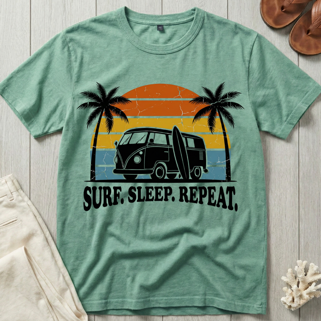 Surf. Sleep. Repeat. - Distressed Retro T-Shirt