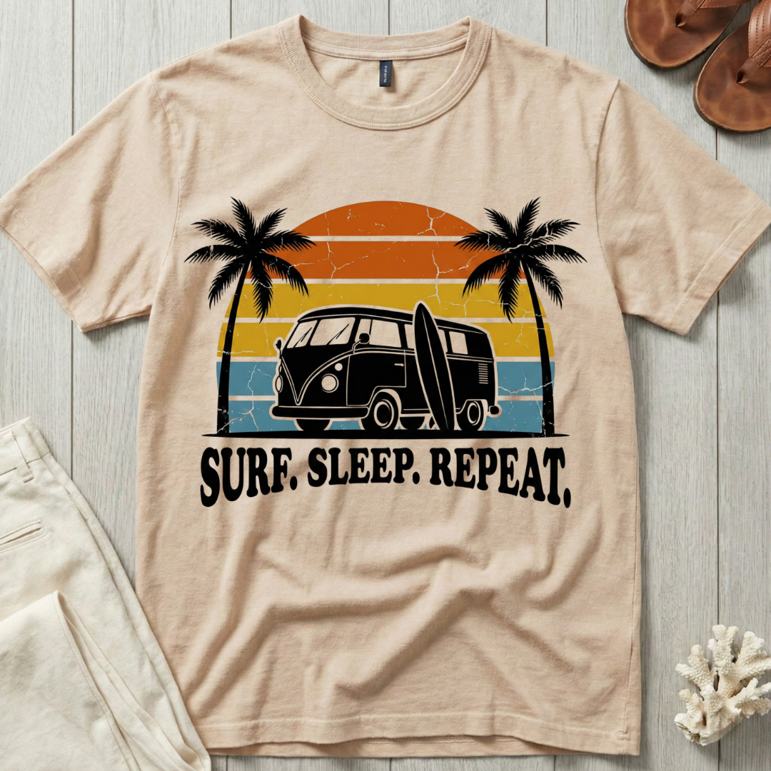 Surf. Sleep. Repeat. - Distressed Retro T-Shirt
