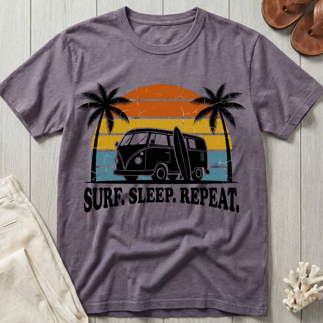 Surf. Sleep. Repeat. - Distressed Retro T-Shirt
