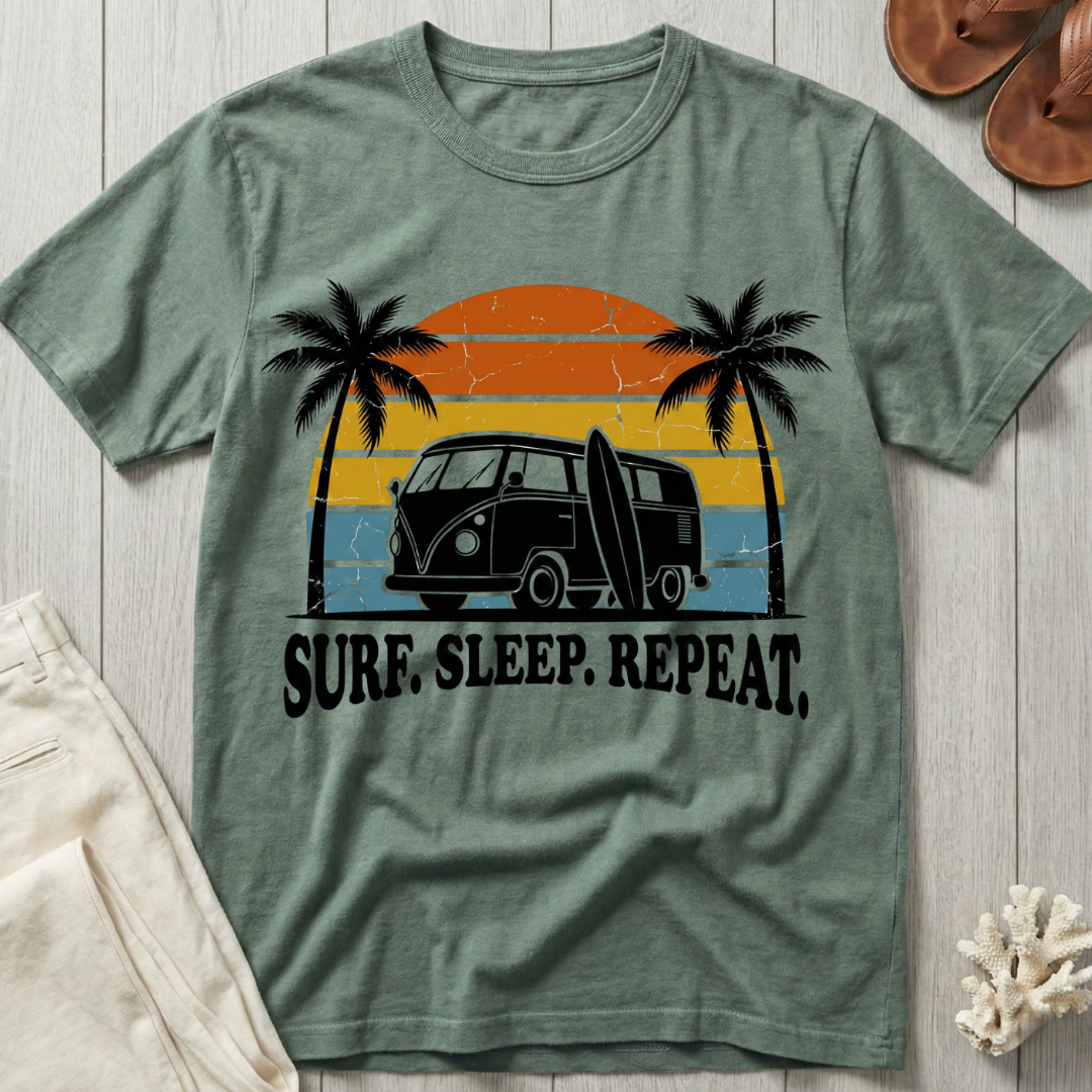 Surf. Sleep. Repeat. - Distressed Retro T-Shirt