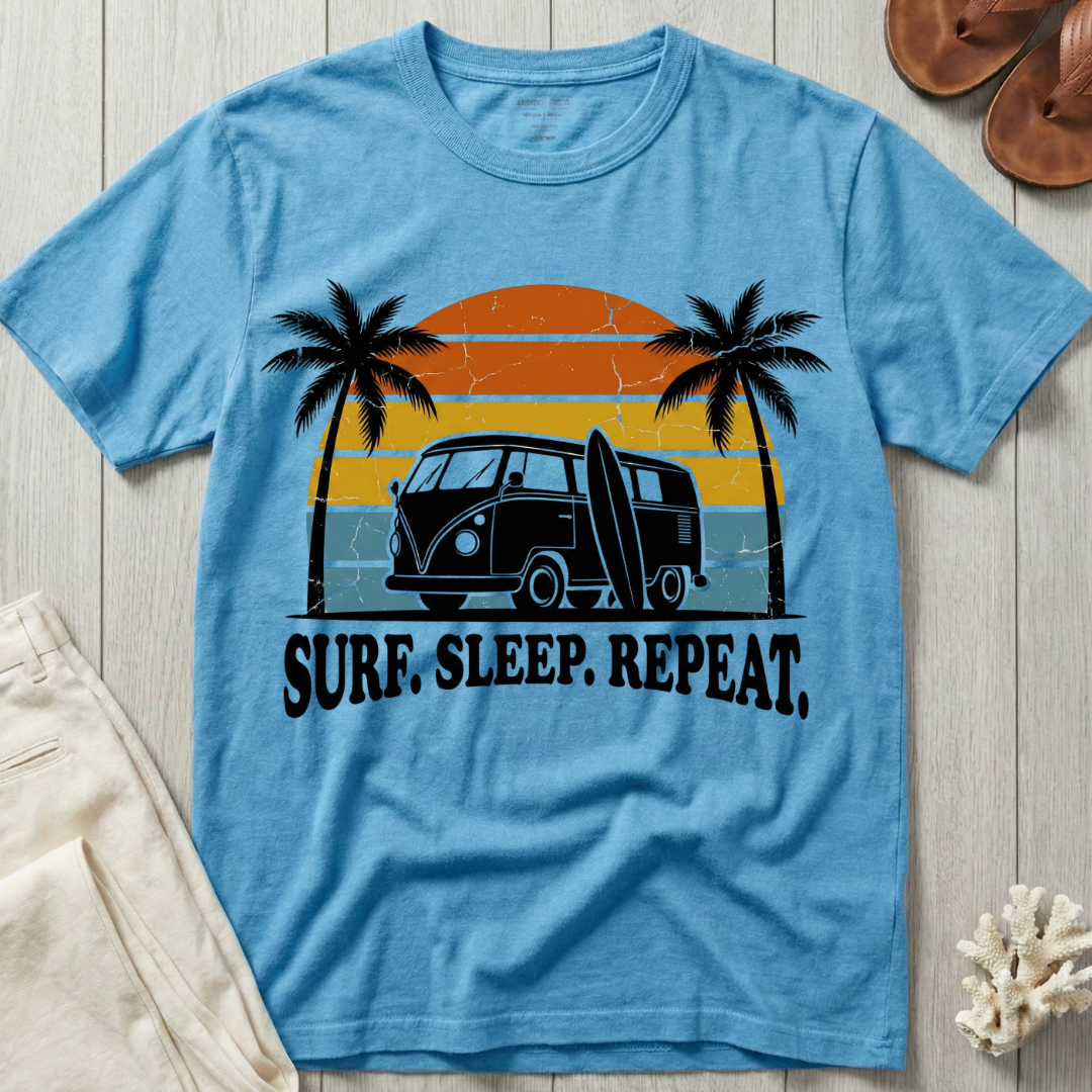 Surf. Sleep. Repeat. - Distressed Retro T-Shirt
