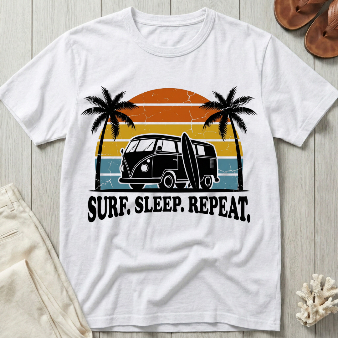 Surf. Sleep. Repeat. - Distressed Retro T-Shirt