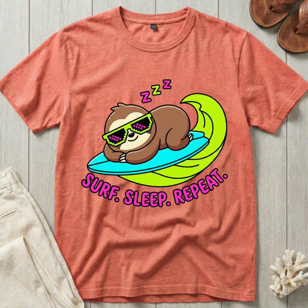 Surf. Sleep. Repeat. - Sloth Surfer T-Shirt