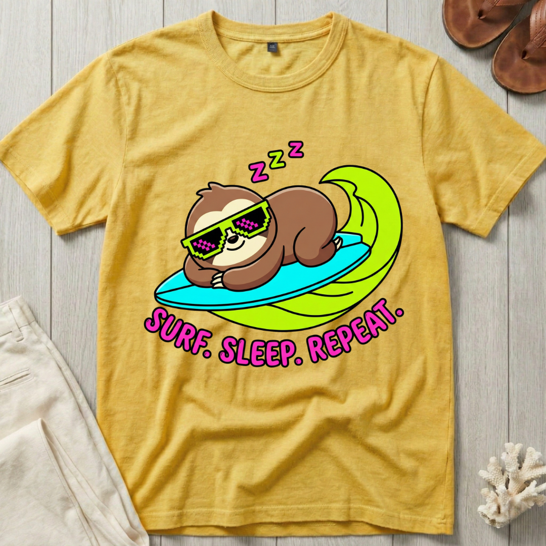 Surf. Sleep. Repeat. - Sloth Surfer T-Shirt