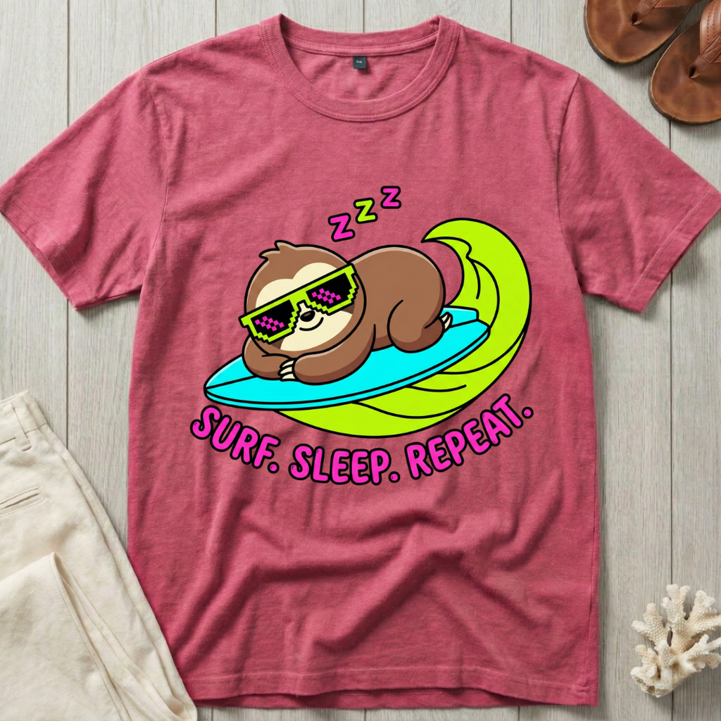 Surf. Sleep. Repeat. - Sloth Surfer T-Shirt