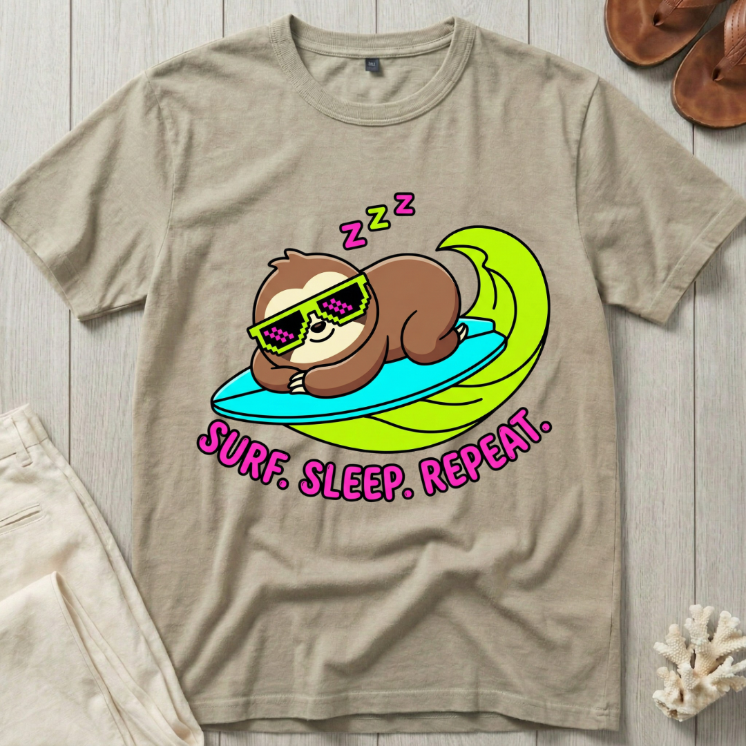 Surf. Sleep. Repeat. - Sloth Surfer T-Shirt