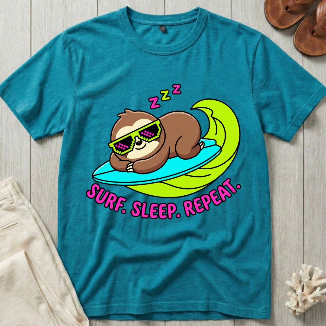 Surf. Sleep. Repeat. - Sloth Surfer T-Shirt