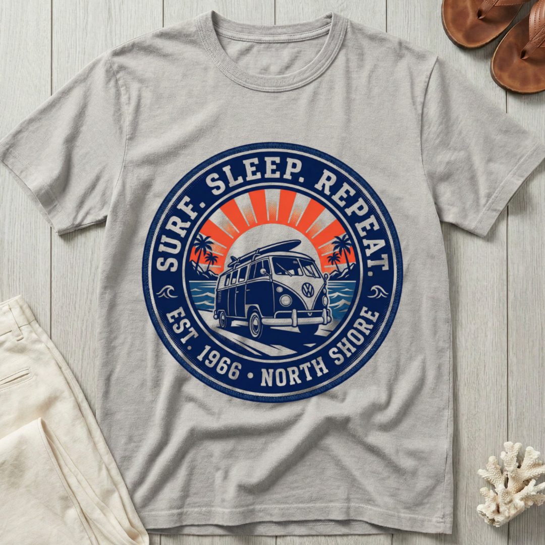 Surf. Sleep. Repeat. · Est. 1966 · North Shore T-Shirt