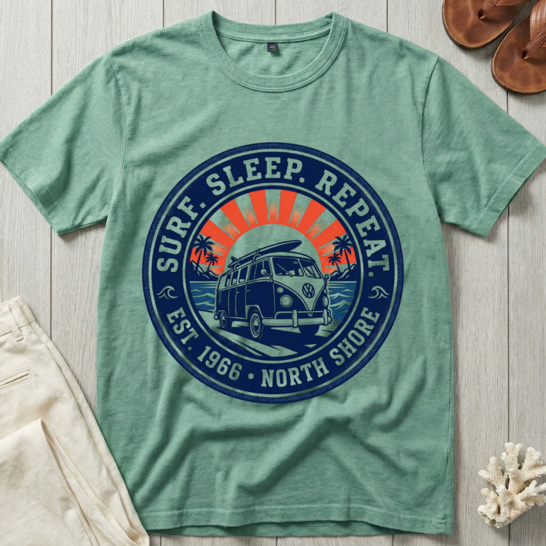 Surf. Sleep. Repeat. · Est. 1966 · North Shore T-Shirt