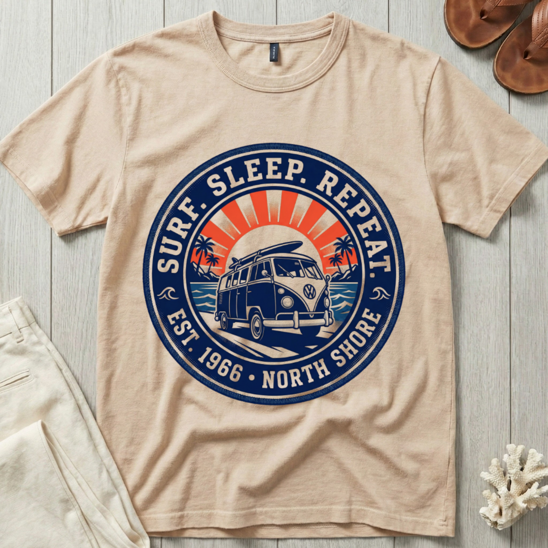 Surf. Sleep. Repeat. · Est. 1966 · North Shore T-Shirt