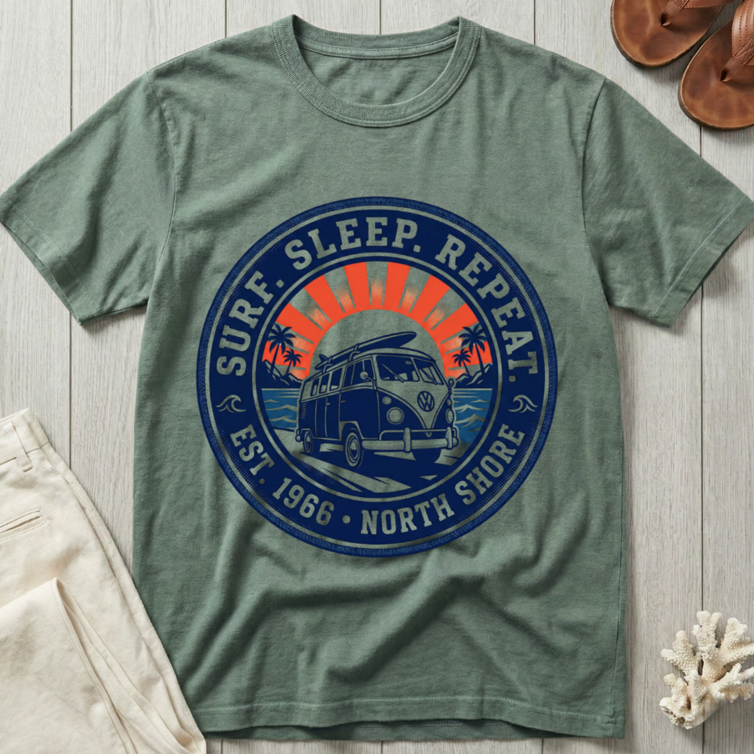 Surf. Sleep. Repeat. · Est. 1966 · North Shore T-Shirt